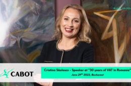 Cristina Săulescu, Cabot Transfer Pricing Partner, speaks at the "30 years of VAT in Romania" event - Bucharest, June 29, 2023